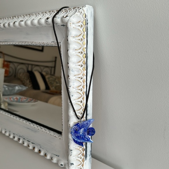 Cobalt Blue Glass Fish Pendant Necklace - Picture 3 of 7